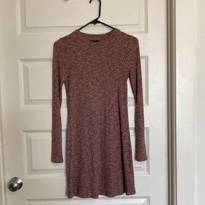 TOPSHOP | Heather Pink Sweater Swing Dress Long Sleeve Mini High Neck